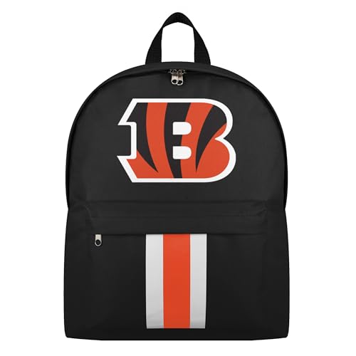 FOCO NFL Officially Licensed Team Color Primary Logo Solid Stripe Football School Bag Travel Backpack - Cincinnati Bengals - Black - color: Cincinnati Bengals