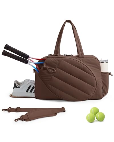 BAGSMART Tennis Gym Bag for Women, Tennis Backpack Holds 2 Rackets with Shoe Compartment, 15.6" Laptop Gym Backpacks for Court, Off-work, Everyday & Overnight Weekend - color: I-Mocha Brown, size: Tennis Gym Bag