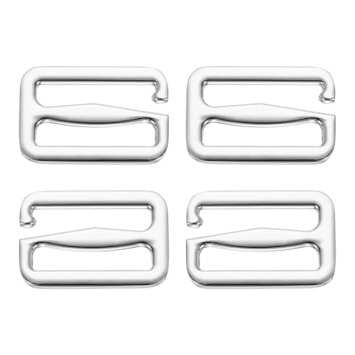 PATIKIL G-Hook Wave Buckles, Metal Adjustable Tri-Glide Slides Backpack Strap Belt Hooks - color: Silver Tone, size: 27 x 40 mm