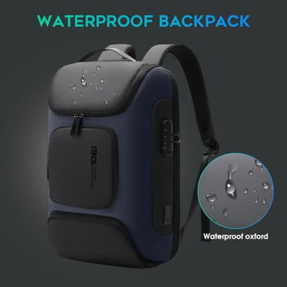 BANGE Anti Theft Backpack,Slim Laptop Backpacks Fit for 15.6 INCH，Business Backpack with USB Charging Port,Men Travel Backpack for Men and Women - color: Blue