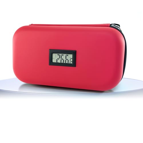 Gosemai TSA Approved Insulin Cooler Travel Case Medication Cooler for Travel with Thermometer Temperature Display Diabetic Medication Organizer Medical Travel Cooler Bag with 2 Ice Pack - color: Red