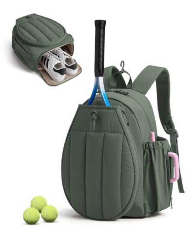 BAGSMART Tennis Gym Bag for Women, 3-in-1 Sports Duffle Sling Backpack | Fits 40oz Tumblers, 15.6" Laptop & Shoes, Converts to a Gym Duffle, Travel Sling, or Court Backpack for 2 Rackets/Paddles - color: M-Slate Green, size: Tennis Backpack