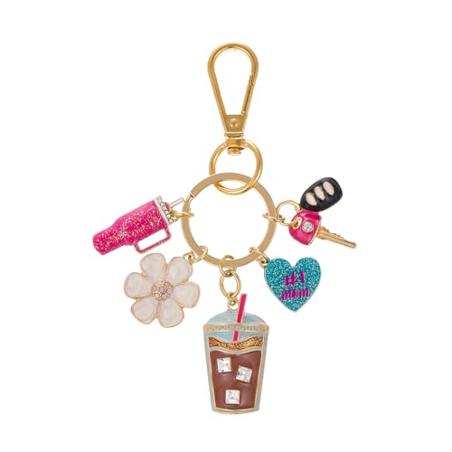 Madison Tyler Western Cowboy Boots Cherry Bow Bubble Tea Strawberry Cute Keychain | Bag Charms for Handbags Purse Charms - color: B0f7qxqt5f