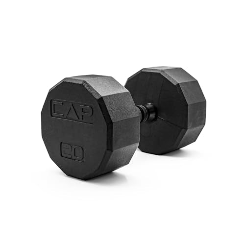 CAP Barbell Coated Hex Dumbbell Weight - Single | 10-120 lbs | Multiple Options - size: 20 lb, style: 12-Sided - Black Handle