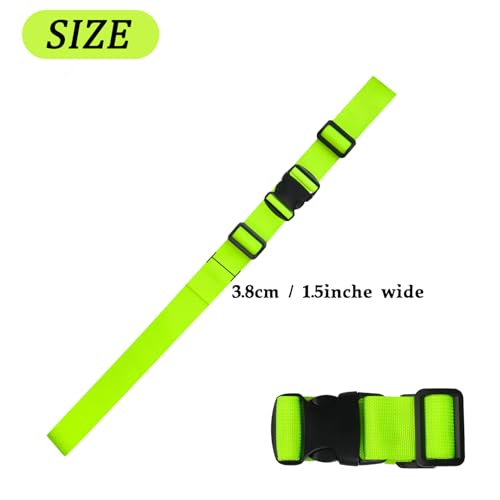 MAGARROW 1.5" Utility Luggage Straps with Buckle Adjustable, 4-Pack (Neon Green, 5.4 feet Long) - color: Neon Green, size: 1.5 in x 5.4 ft