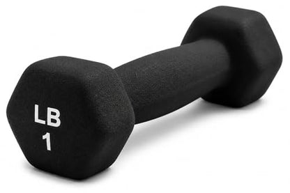 Neoprene Hexagon Dumbbells with Cast Ergo Handle (1 to 15lbs Pack of 1, 2, 4) | Durable Anti-Slip Exercise & Fitness Strength Training Free Weights for Home Gym | Black | For Men & Women - color: Black-1Lb pack of 1