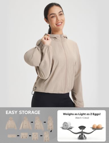 baleaf Women's Lightweight Sun Jackets Long Sleeve Packable - color: Khaki, size: Large