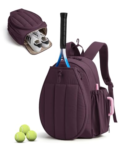 BAGSMART Tennis Gym Bag for Women, 3-in-1 Sports Duffle Sling Backpack | Fits 40oz Tumblers, 15.6" Laptop & Shoes, Converts to a Gym Duffle, Travel Sling, or Court Backpack for 2 Rackets/Paddles - color: P-Blackberry Purple, size: Tennis Backpack