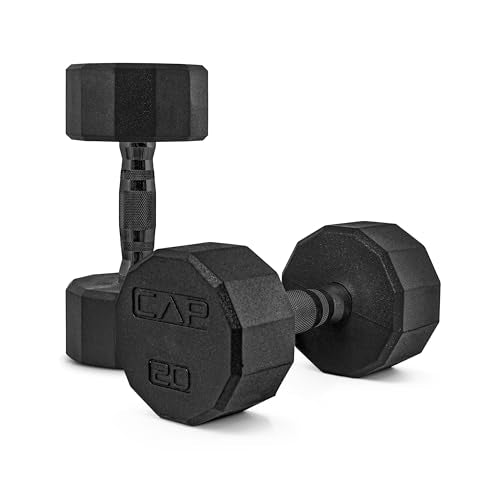 CAP Barbell Coated Dumbbell Weight | Multiple Options Pairs & Sets - size: 20 lb - Pair, style: 12-Sided - Black Handle