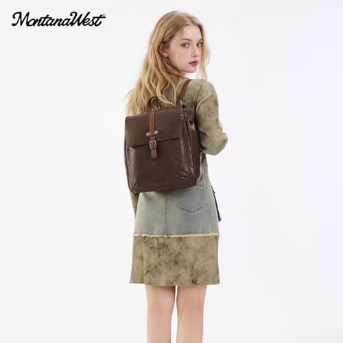 Montana West Backpack Purse for Women Casual Daypack Convertible Crossbody Backpack for Travel Work - color: Coffee