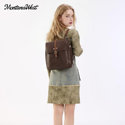 Montana West Backpack Purse for Women Casual Daypack Convertible Crossbody Backpack for Travel Work - color: Coffee