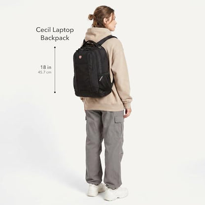 SWISSGEAR Cecil 18-Inch Laptop Backpack Fits 16-Inch Laptop, Travel Daypack with Organizer Pockets, Water Bottle Holders & Padded Straps – Pastel Brown/Black - color: Pastel Brown/Black