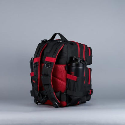 WOLFpak 25L Athletic Gym Backpack (Red Wolf) Durable 1000D Waterproof Oxford Material with MOLLE Webbing, Laptop Pocket & Dual Cup Holders, Durable Fitness/Travel/Military Daypack - color: Red Wolf