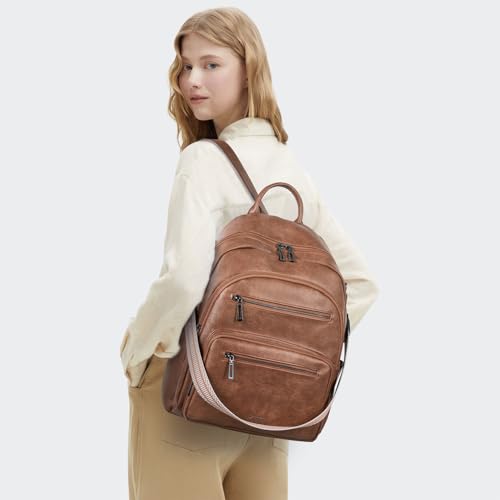 LATMAP Backpack Purse for Women Laptop Backpack, Leather Travel Back Pack Shoulder Bag Teacher College Daypack Work Handbag fits 14" Laptop, Brown - color: Style1-brown