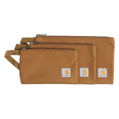 Carhartt Utility Zipper Pouch Set, Durable Water Repellent Organizers Sold in Sets of Three, Carhartt Brown - color: Carhartt Brown