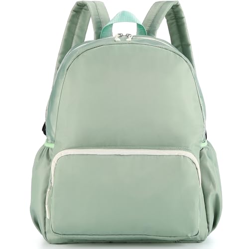 1 Piece Nylon Backpack Kids School Backpack for Toddler Girls Boys Plain Waterproof Preppy Bookbags Travel for Student (Matcha) - color: Matcha