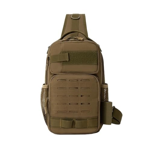 Camping Chest Bag Tactical Backpack for Men Sports Shoulder Outdoor Hiking Climbing Fishing Hunting Travel(D2-Khaki) - color: D2-khaki
