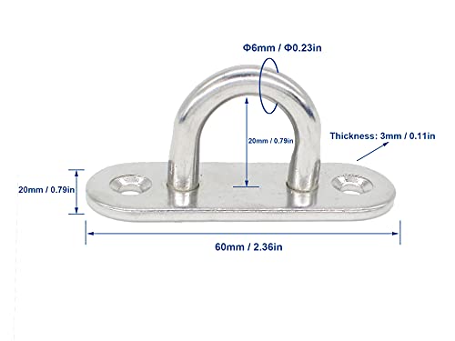 Stainless Steel Ceiling Hooks & Wall Hangers - Heavy Duty M6 Screw Mount, Rust-Proof Anchor Straps for Garage, Outdoor, Storage (4-Pack) - size: M6 U Hook