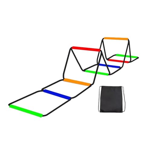 Agility Ladder Speed Ladder Footwork Ladder Workout Ladder Carbon Steel Construction Foldable Design Suitable for Athletic Training Coaches Athletes - size: 8 Grids With Bag