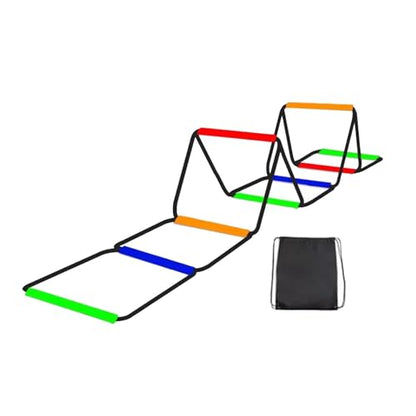 Agility Ladder Speed Ladder Footwork Ladder Workout Ladder Carbon Steel Construction Foldable Design Suitable for Athletic Training Coaches Athletes - size: 8 Grids With Bag