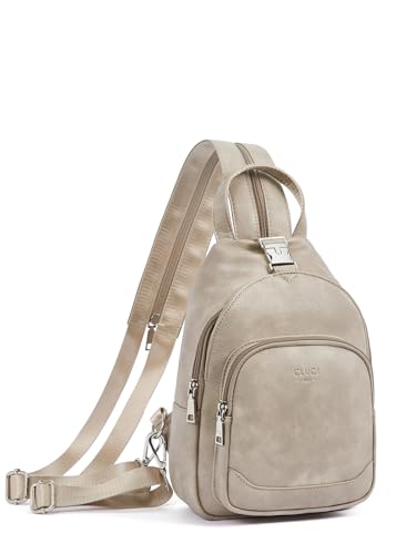 CLUCI Sling Bag for Women Leather Women's Backpack Small Convertible Backpack Purse Crossbody Bag for Travel - color: 1-3 Grey