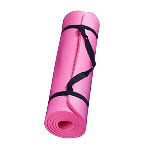 Black Yoga Mat, 1/4" High Density Extra Thick Anti-Tear Non-Slip Pilates Mat with Carrying Strap,Comfortable Pink Fitness Mat for Exercise,Fitness,Home Workout,Stretching,Pilates,Gym - color: Pink