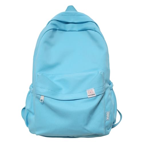 Cute Aesthetic Backpack Y2K Simple Solid Color Kawaii Backpacks Travel Laptop Backpack (Blue) - color: Blue