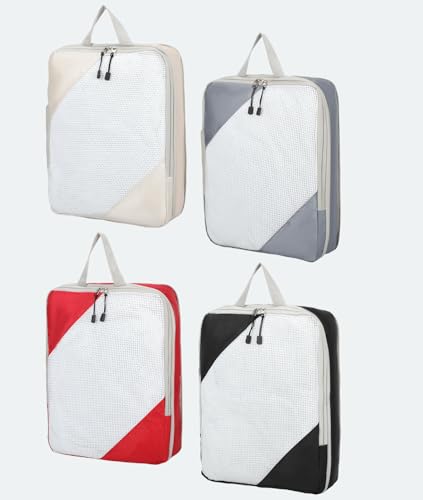 Barsine Large Compression Packing Cubes for Travel, 4-Pack Extra Large Packing Cubes with Double Compression Zipper, Luggage Organizers for Carry On, Cruise, Family Vacation & Business Travel