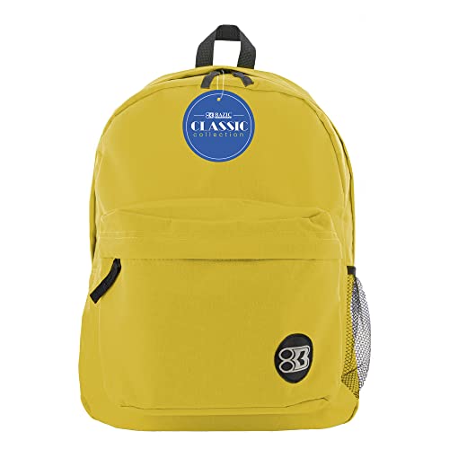 BAZIC PRODUCTS 17 Inch Mustard Classic Backpack, School Book Bag for Students Teens Adults, Travel Work - color: Black, size: 1-Pack