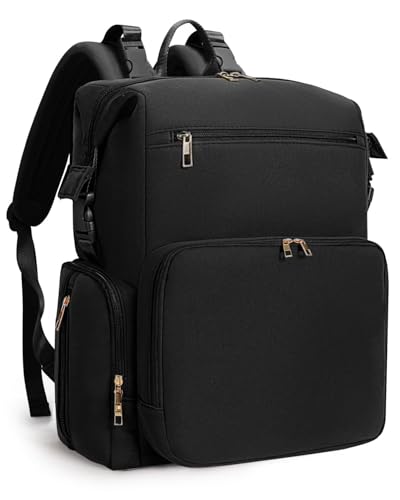 CEI-CEI Neoprene Diaper Bag Backpack Large Newborn Baby Maternity Bags Waterproof Travel Backpack for Mom Dad with Insulated Pockets,Changing Pad - color: Black