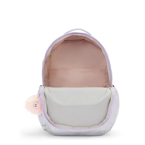 Kipling Women's Seoul Extra Large Bts 17" Laptop Backpack, Durable, Roomy with Padded Shoulder Straps, Built-In Protective Sleeve - color: Silver Glow Met, size: Large