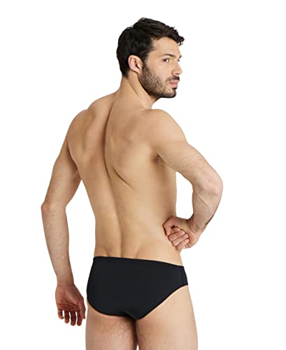 Arena Men's Team Solid Swim Brief MaxLife Athletic Swimwear Professional Swimsuit Bathing Suit - color: Black/White, size: 20
