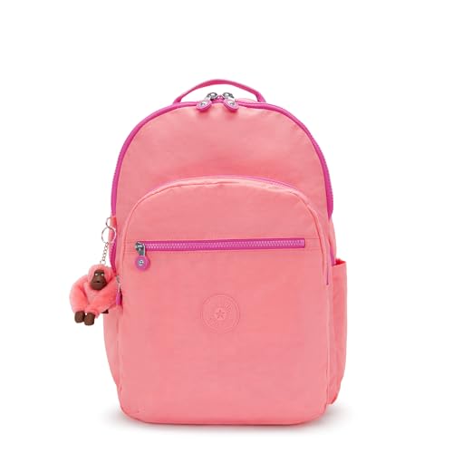Kipling Women's Seoul Extra Large 17" Laptop Backpack, Durable, Roomy with Padded Shoulder Straps, Built-In Protective Sleeve - color: Pink Burst, size: 13.5''L x 17.75''H x 9''D