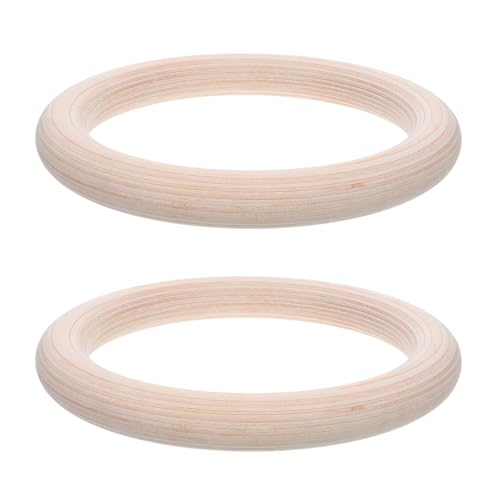 VALICLUD Wooden Gymnastic Rings Set 2pcs with Adjustable Straps for Home Gym Strength Training and Full Body Workout Fitness Rings for Men and Cross-Training