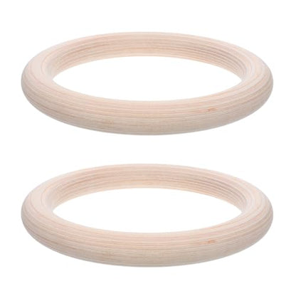 VALICLUD Wooden Gymnastic Rings Set 2pcs with Adjustable Straps for Home Gym Strength Training and Full Body Workout Fitness Rings for Men and Cross-Training