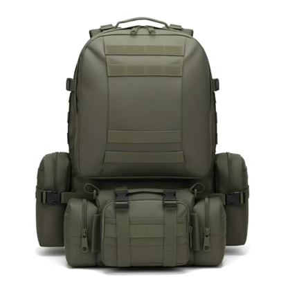 Military Tactical Backpack for Men 60L Waterproof Bug Out Bag Survival Rucksack Go Bag Emergency Molle System Army 3 Day Assault Pack for Hiking Hunting Camping Green - color: Green