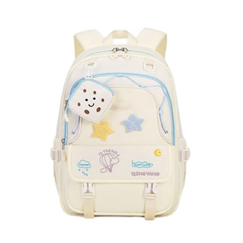 Girls Backpack Cute Star Bookbag for Elementary Middle School Kids Teens Kawaii Book Bag Preppy Y2k Aesthetic Back Pack 6-8 8-10 10-12 (White) - color: White
