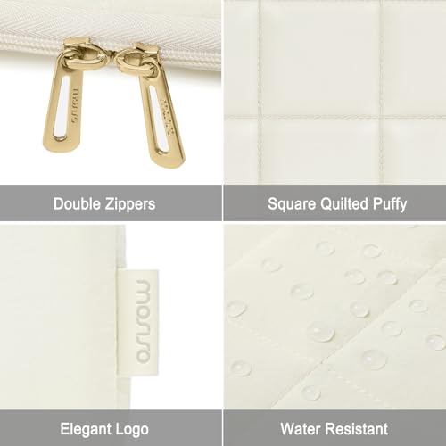 MOSISO Laptop Case 16 inch, 15-15.6 inch Puffy Laptop Sleeve Compatible with MacBook Pro 16 M5 M4 M3 M2 M1, HP Acer Dell Lenovo,Twelve Square Quilted Bag with Vertical Pocket&Small Case, Sand - color: Sand, size: 16 inch