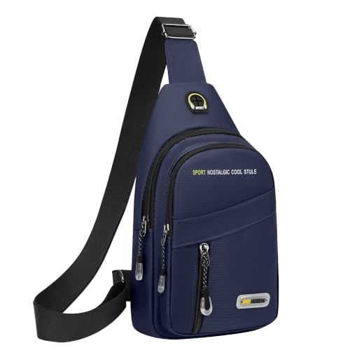 Waterproof Sling Bag for Men Women,Lightweight Crossbody Small Backpack,Shoulder Chest Bag for Travel Hiking - color: Navy Blue