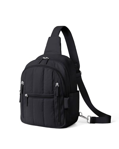 HomemeDiary Large Sling Bag for Women, Puffer Crossbody Bag Purses Sling Backpack, RFID Fanny Packs for Travel Daily Hiking - color: Black