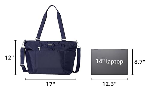 Baggallini Essential Laptop Tote - Work Tote Bag with Laptop Sleeve - Lightweight Travel Crossbody Shoulder Bag for Women - color: Cadet Navy