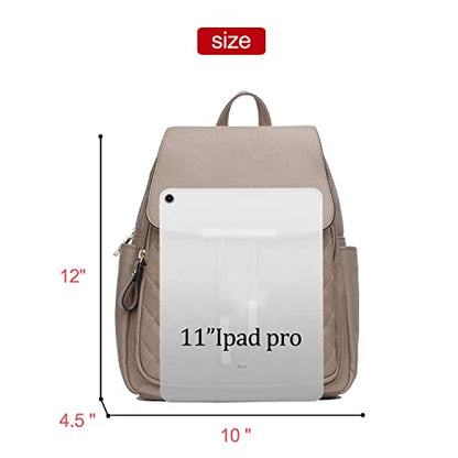 KKXIU Quilted Trendy Leather Backpack Purse for Women and Ladies Shoulder Travel Daypacks Bags (Khaki) - color: Khaki, style: Backpack