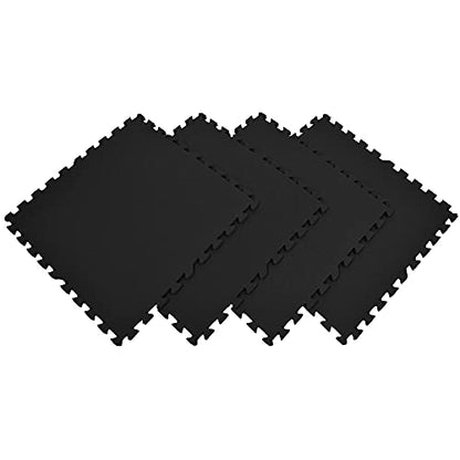 Xspec 3/8" Thick 100 sq. ft. (25 pcs) Gym EVA Foam Floor Mats (24" x 24") | T Pattern, Black - style: T Pattern-Black