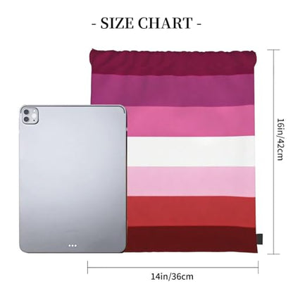 Lipstick Lesbian Pride Flag Drawstring Bag Sport Gym Backpack Beach Travel Sack Draw String Yoga Bag For Men Women - color: Lipstick Lesbian Pride Flag