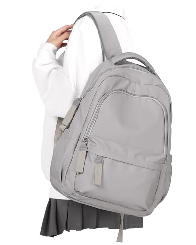winspansy Small Backpack For School Girls Boys Aesthetic Lightweight Travel Daypack Simple Cute Backpack For Women Men College High School Bookbag Fit 14 Inch Laptop,Rrey Brown - color: A2-grey