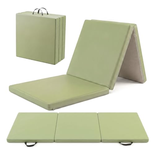 Foldable Yoga Mat, 2 Inches Extra Thick Non-Slip Design Fitness Mats,Better cushioning and shock-absorbing Multi-Purpose Exercise Pilates Mat for Home Studio-72 x 24 x 2" - color: Green