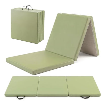 Foldable Yoga Mat, 2 Inches Extra Thick Non-Slip Design Fitness Mats,Better cushioning and shock-absorbing Multi-Purpose Exercise Pilates Mat for Home Studio-72 x 24 x 2" - color: Green