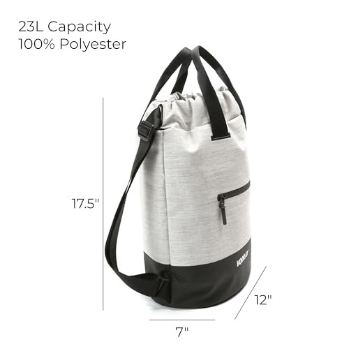 VOORAY 23L Flex Cinch Drawstring Backpack – Lightweight Travel Bag, Weekender & Sports Gym Bag for Women and Men - color: Heather Grey