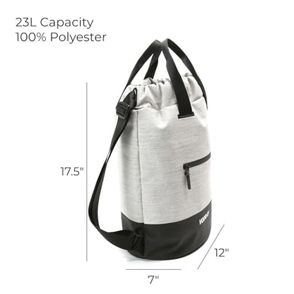 VOORAY 23L Flex Cinch Drawstring Backpack – Lightweight Travel Bag, Weekender & Sports Gym Bag for Women and Men - color: Heather Grey