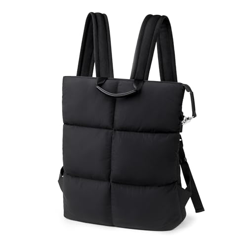 Comfyable Puffy Laptop Backpack for Men and Women, Everyday Computer Backpack Compatible with 16" MacBook Pro M4, Water-Resistant Daypack for Work, College, and Travel, PFAS Free, Black